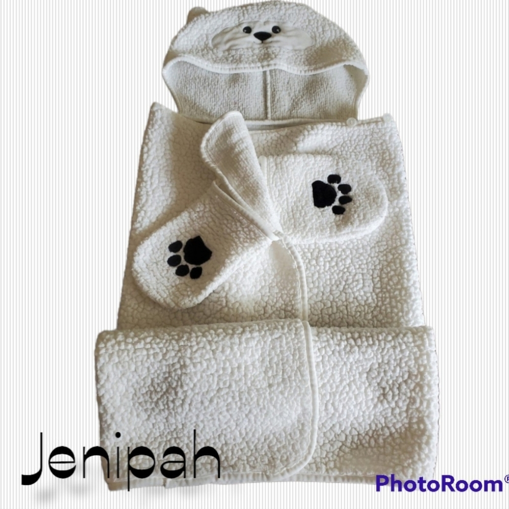 Cozy Critter Polar Bear Baby Toddler Towel Wrap Blanket
